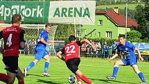 Králův Dvůr (v modrém) podlehl doma v MOL Cupu Táborsku 1:2. 