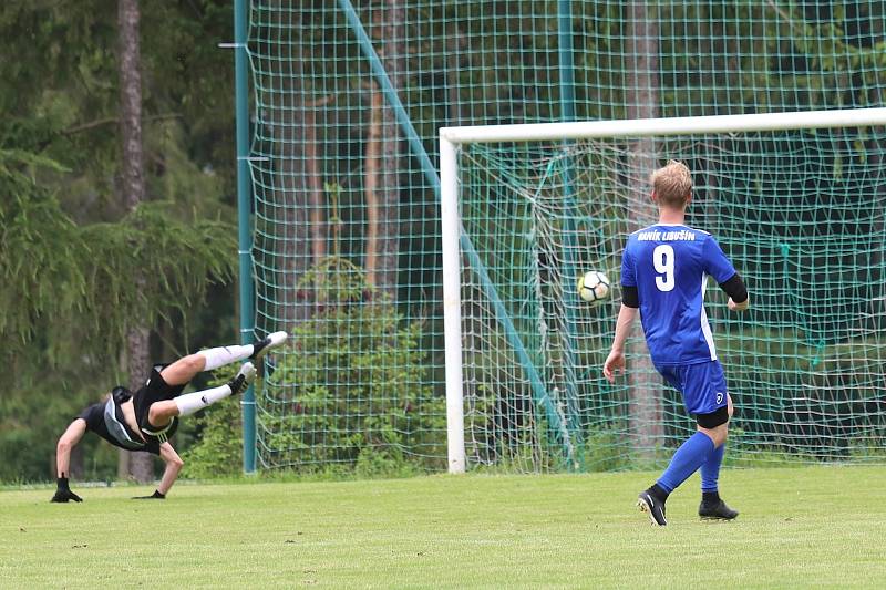 Libušín (v modrém) přehrál v přípravě Tatran Rakovník B 4:1.