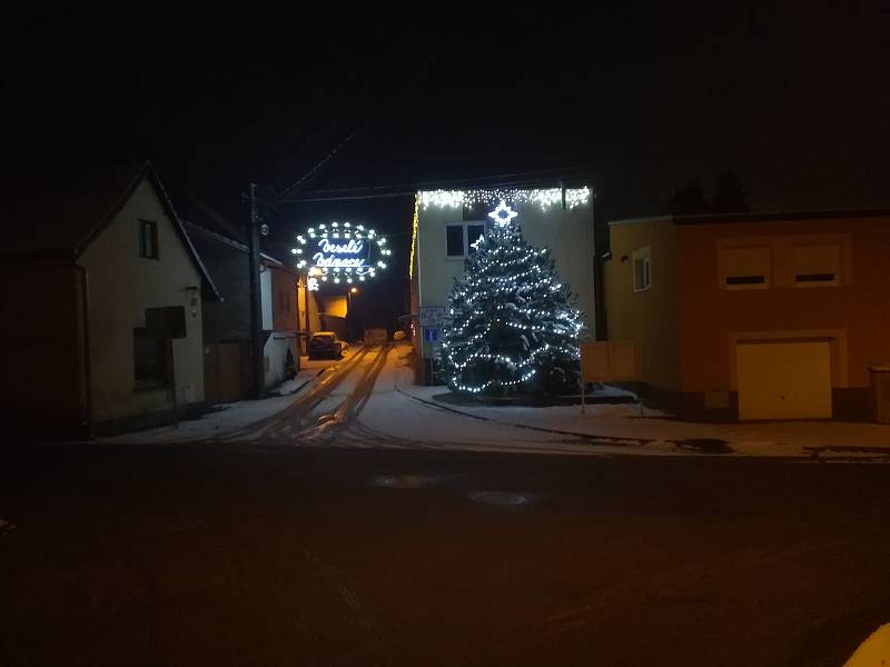 Vánoční strom v obci Dolany.