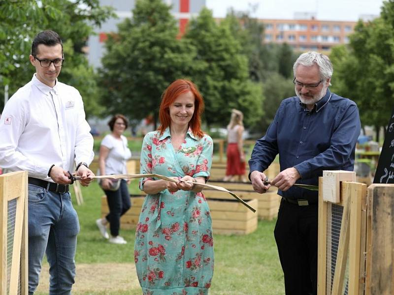 Ze slavnostního otevření komunitní zahrady na Václaváku v Kročehlavech.