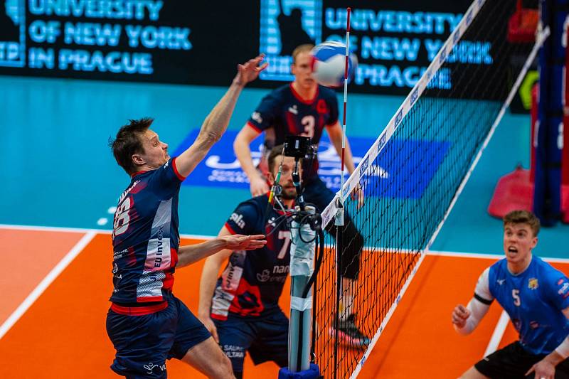 Třetí zápas čtvrtfinále extraligy: Lvi Praha jasně vyhráli nad volleyball Kladno 3:0.