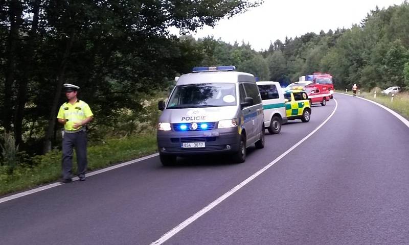 Tragická dopravní nehoda Škody Fabia a autobusu s cizinci u Řevničova, 31. července 2014. 