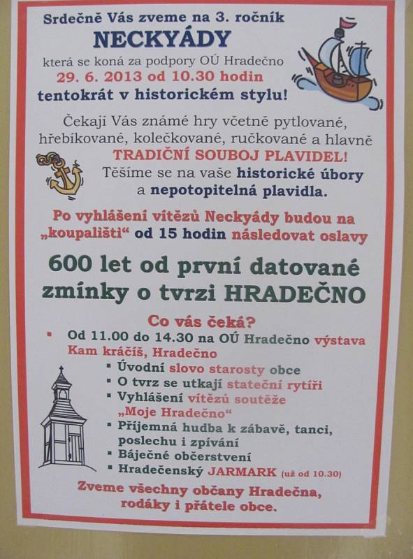 Oslavy v Hradečně 29. června 2013.