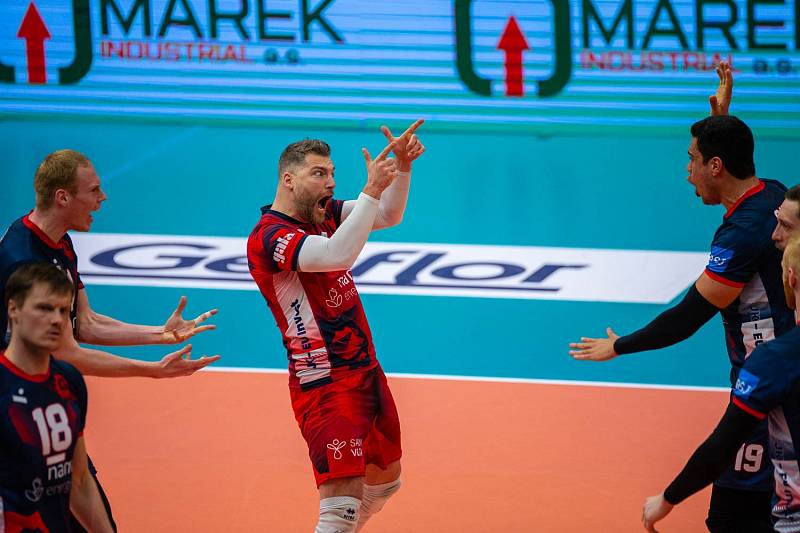 Třetí zápas čtvrtfinále extraligy: Lvi Praha jasně vyhráli nad volleyball Kladno 3:0.