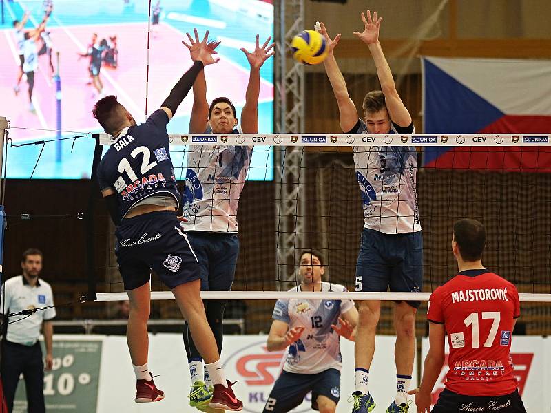 Kladno volejbal cz - Arcada Galati 3:2,  CEV Cup, Kladno, 7. 12. 2017