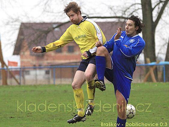 Braškov - Dobřichovice 0:3 (0:3), utkání I.B, tř. 2009/10, hráno 8.11.2009