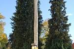 Jedná se o desetimetrový štíhlý obelisk z hrubě opracované mrákotínské žuly s nižším hlazeným kulatým kamenným sloupem z Požárů u Konopiště.