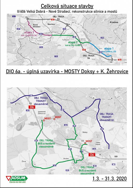 II/606 Velká Dobrá - Nové Strašecí, rekonstrukce silnice a mostů.