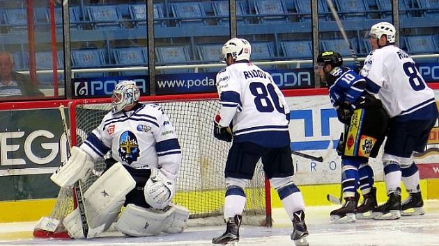 Havířov (v modrém) porazil doma Kladno 2:1 po nájezdech. 