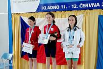 Mladá klatovská plavkyně Beáta Přerostová (na snímku vpravo) vybojovala první medaili na nejvyšší republikové úrovni.