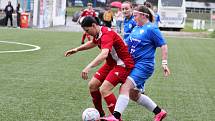 5. kolo České divize žen, skupina C: FC Táborsko – SK Klatovy 1898 (na snímku fotbalistky v červených dresech) 1:0 (1:0).