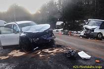 K nehodě dvou vozidel došlo ve čtvrtek v ranních hodinách u Špičáku.