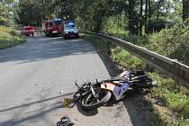 Nehoda motorkáře u Svrčovce.