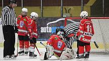 Liga mladších žáků v hokeji HC Klatovy (červení) - TJ Lokomotiva Veselí nad Lužnicí.