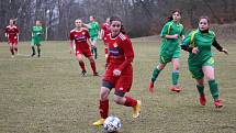 Zimní příprava: SK Klatovy 1898 (na snímku fotbalistky v červených dresech) - TJ Blatná 6:0.