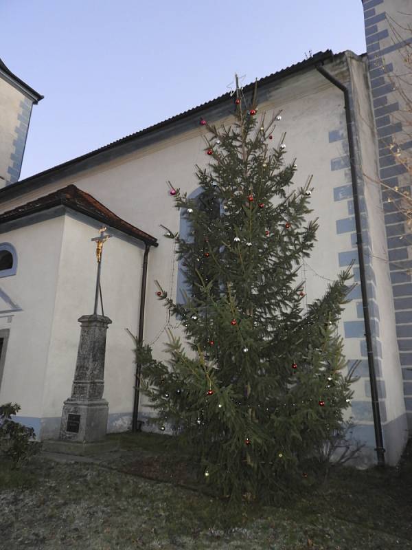 Vánoční strom ve Velharticích.