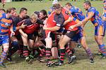 Druhé kolo Poháru Čechy v rugby - zápas Rugby Šumava Nýrsko (červení) - ARC Iuridica Praha