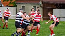 Rugby Šumava Nýrsko/RC České Budějovice (černobílé dresy) - RC Havířov 47:32.