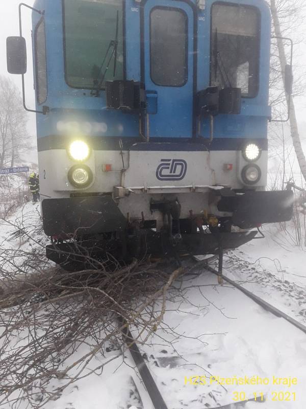 Na trati mezi Železnou Rudou a Nýrskem najel vlak do stromu.