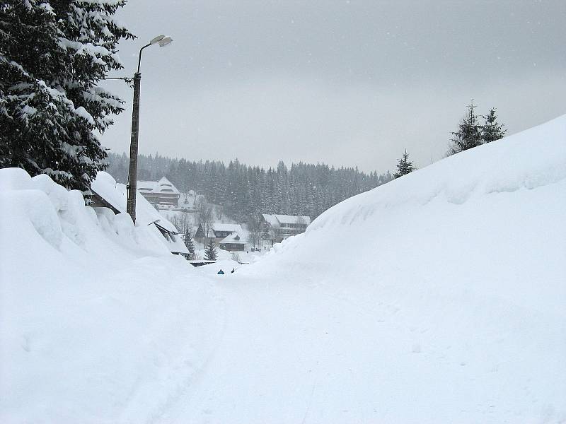 Zima na Šumavě na archivních snímcích.