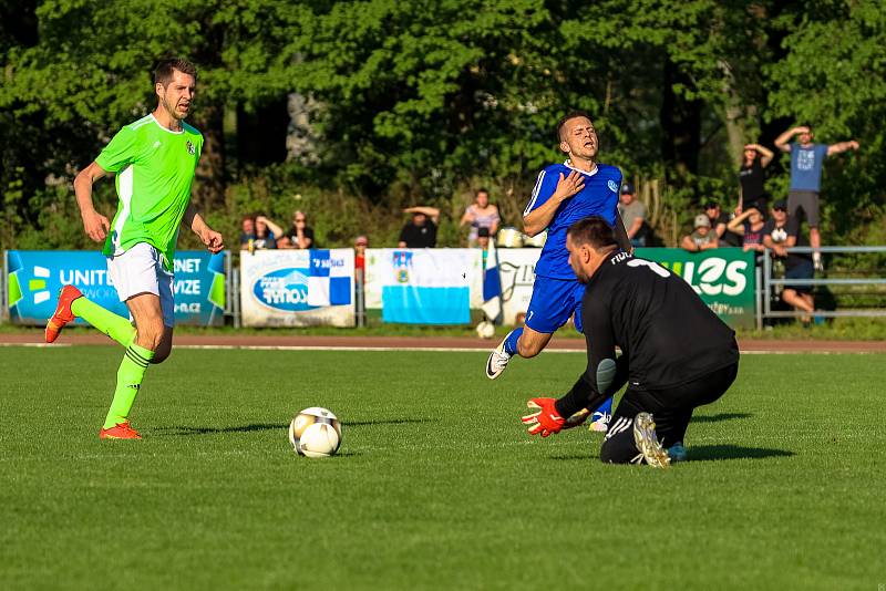 25. kolo I. A třídy: TJ Sušice (modří) - Bohemia Kaznějov 1:0.