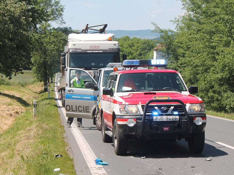 Nehoda motorkáře u Kocourova.