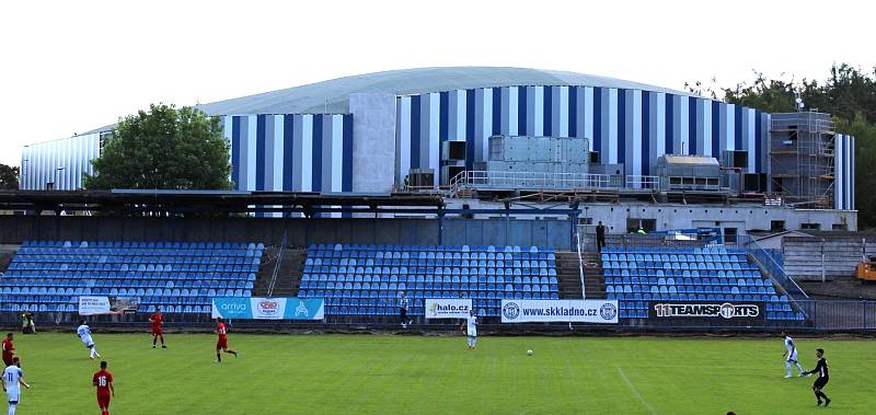 Rekonstrukce zimního stadionu Kladno, pohled z SK Kladno v sobotu 21. května 2022