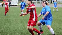 5. kolo České divize žen, skupina C: FC Táborsko – SK Klatovy 1898 (na snímku fotbalistky v červených dresech) 1:0 (1:0).