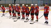 Z archivu letošní sezony: 22. kolo regionální ligy juniorů: HC Rokycany (bílé dresy) - HC Klatovy (červení).
