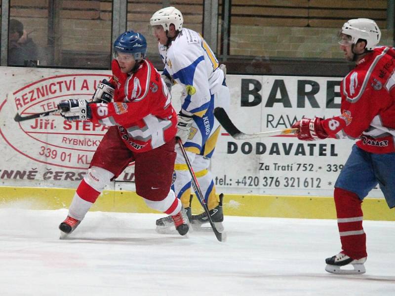 Plzeňská krajská liga mužů HC Klatovy B - HC Meteor Třemošná 7:5.