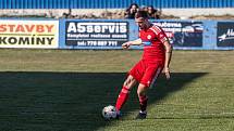 FORTUNA divize A (18. kolo): SK Klatovy 1898 (na snímku fotbalisté v červených dresech) - FK Slavoj Český Krumlov 0:2 (0:1).