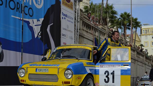 Radek Touš s Lukášem Hronkem na rallye v San Remu.