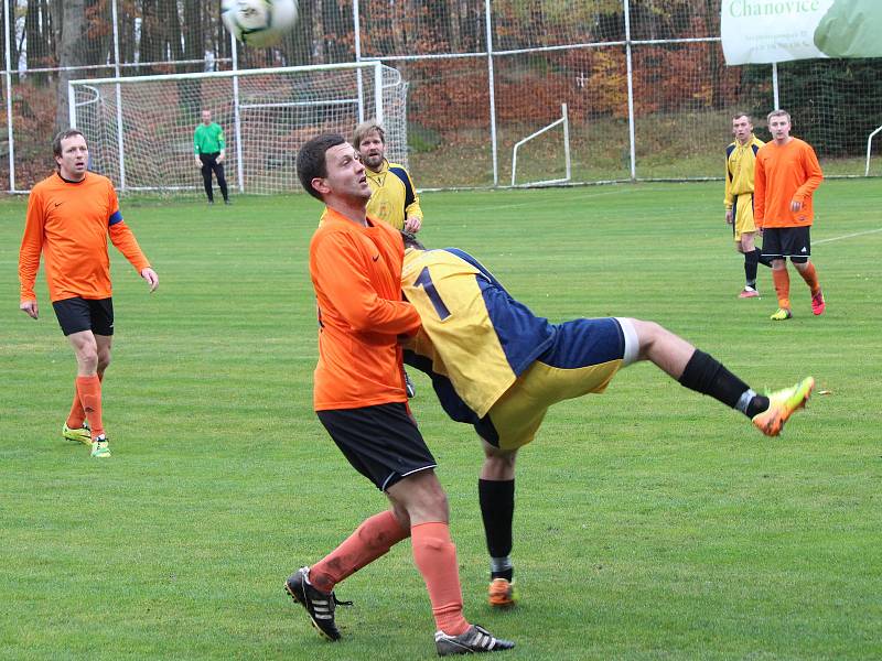 Fotbal, 1. B třída, sk. B: Chanovice (oranžoví) - Hradešice