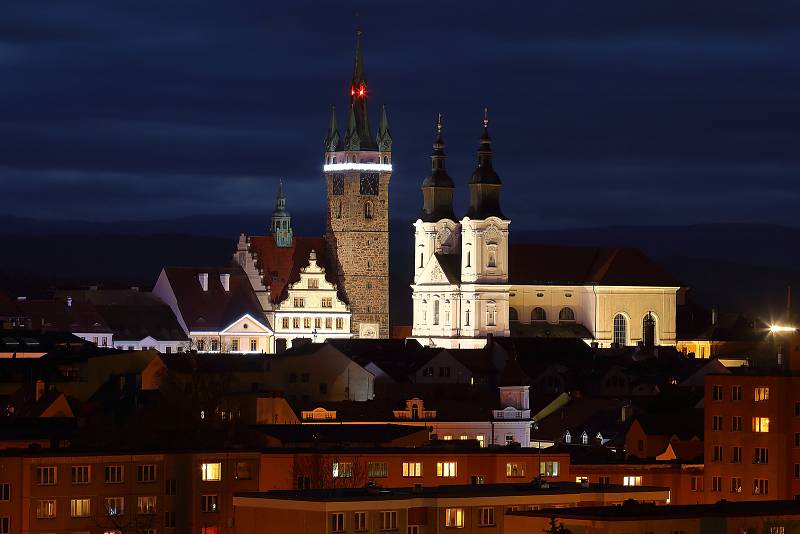 Klatovy panorama centrum Černá věž radnice kostel Neposkvrněného početí Panny Marie a sv. Ignáce