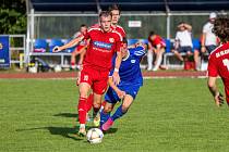 Letní příprava 2023: TJ Sušice (na snímku fotbalisté v modrých dresech) - SK Klatovy 1898 (červené dresy) 0:6 (0:0).