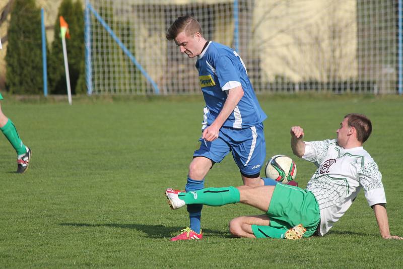 Fotbalisté TJ Sokol Měčín (na archivním snímku) porazili v pátém kole okresní III. třídy soupeře ze Železné Rudy vysoko 8:4.