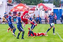 2. kolo FORTUNA divize A 2021/2022: SK Klatovy 1898 (červení) - Slavoj Mýto 3:0 (0:0).