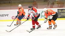 Hokejisté AHC Vačice (na archivním snímku hráči v oranžových dresech) podlehli HC Vizi Auto 2:7. HC Čápi (v bílém) měl volno.