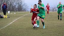 Zimní příprava: SK Klatovy 1898 - TJ Blatná (na snímku fotbalistky v zelených dresech) 6:0.