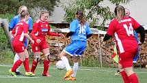 5. kolo České divize žen, skupina C: FC Táborsko – SK Klatovy 1898 (na snímku fotbalistky v červených dresech) 1:0 (1:0).