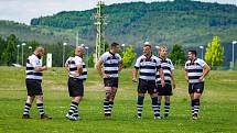 Rugby Šumava Nýrsko/RC České Budějovice (černobílé dresy) - RC Havířov 47:32.