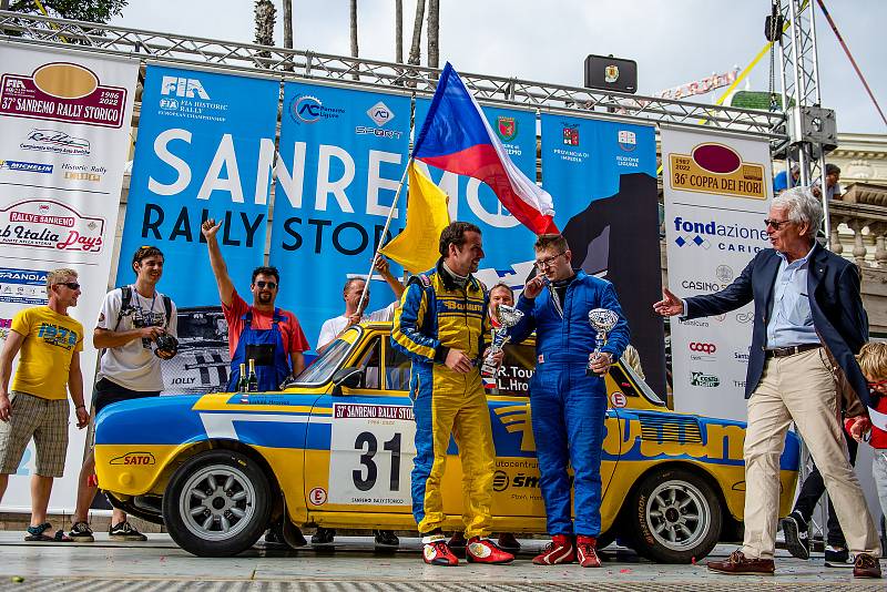 Radek Touš s Lukášem Hronkem na rallye v San Remu.