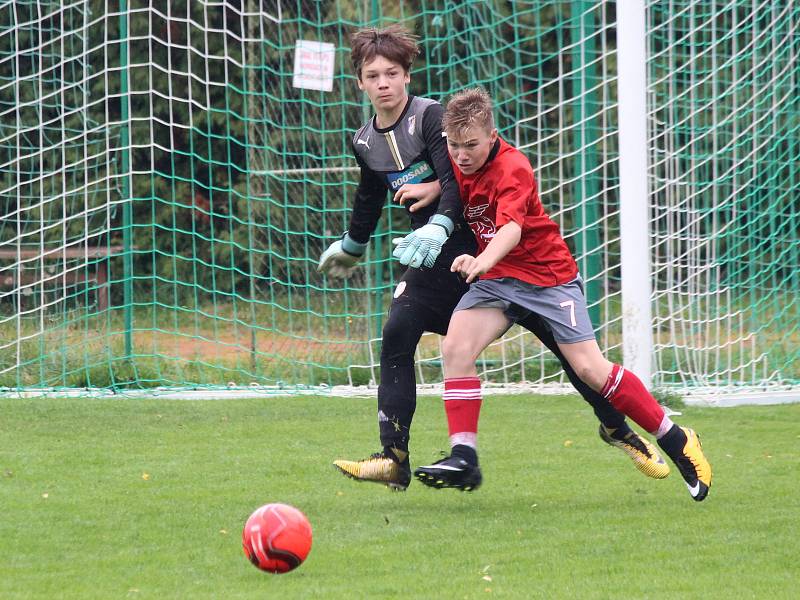 Fotbal, krajský přebor starších žáků: Luby - Tachov.