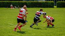 Rugby Šumava Nýrsko/RC České Budějovice (černobílé dresy) - RC Havířov 47:32.