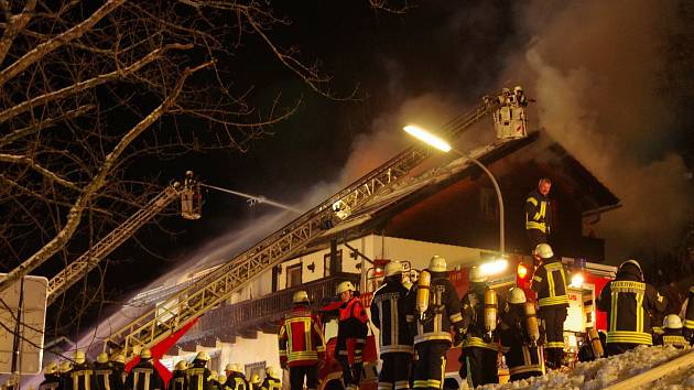Požár ubytovny pro uprchlíky v Bavorské Železné Rudě.