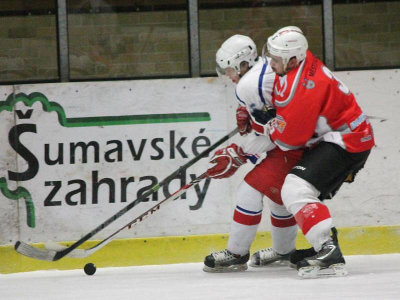 Krajská liga: HC Klatovy B (červené dresy) - HK Rokycany 5:4