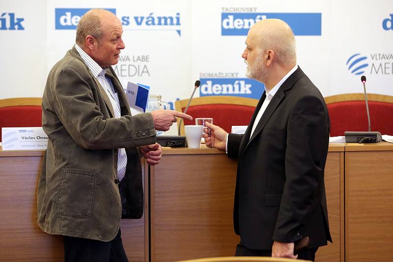 Setkání se starostou Klatov Rudolfem Salvetrem (vlevo).
