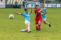 2. kolo divize C - Čechy (ženy): SK Klatovy 1898 (na snímku fotbalistky v červených dresech) - Spartak Kaplice 4:2 (1:1).