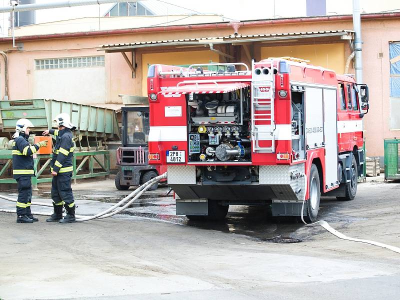 Požár dřevozpracujícího podniku v Klatovech