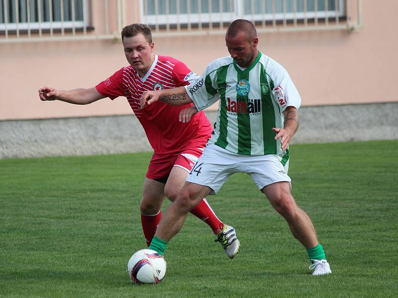 Fotbalisté TJ Sokol Měčín (na archivním snímku) porazili v pátém kole okresní III. třídy soupeře ze Železné Rudy vysoko 8:4.